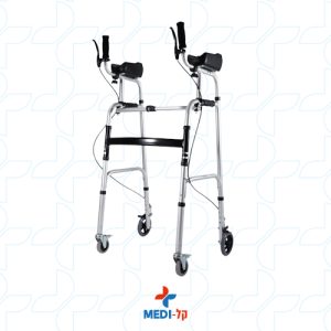 הליכון אמות למבוגר עם גלגלים ומשענת ידיים