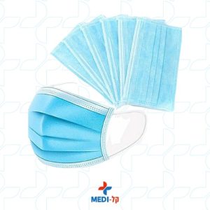 מסיכת פנים 3 שכבות כירורגית רפואית עם גומי 50 יחידות באריזה BFE 98%