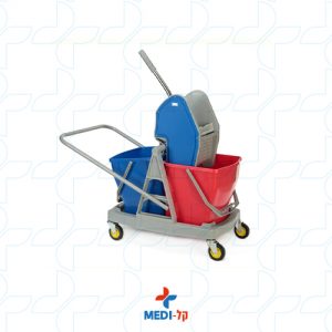עגלת ניקיון מוסדית מקצועית עם שני דליים ומסחטה
