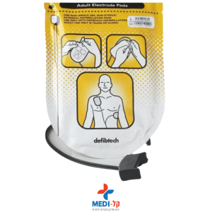 סט מדבקות לדפיברילטור AED למבוגר – תואם דגם LIFELINE | קלMEDI