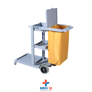 עגלת ניקיון מקצועית -פלסטיק דגם MED1000-1 עם מכסה ושק אוגר