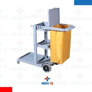 עגלת ניקיון מקצועית -פלסטיק דגם MED1000-1 עם מכסה ושק אוגר