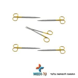 מספריים כירורגיים KELLY באורך 16 ס"מ / 18 ס"מ עם קצה מעוקל או ישר, עם ציפוי זהב