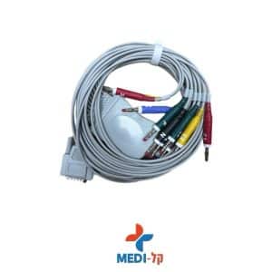 כבל אקג 10 כבל 12 לידים ראש BANANA 0.4  תואם למגוון מכשירי אקג EDAN